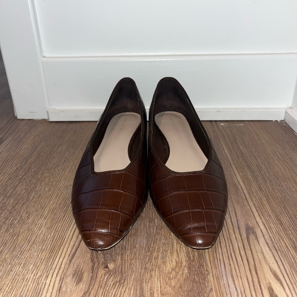 Loeffler Randall Brown Croc Simone Heeled Flats